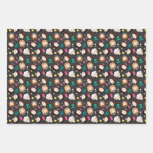 FRIENDS™ | Karakter Chibi Pattern Inpakpapier Vel (Voorkant)