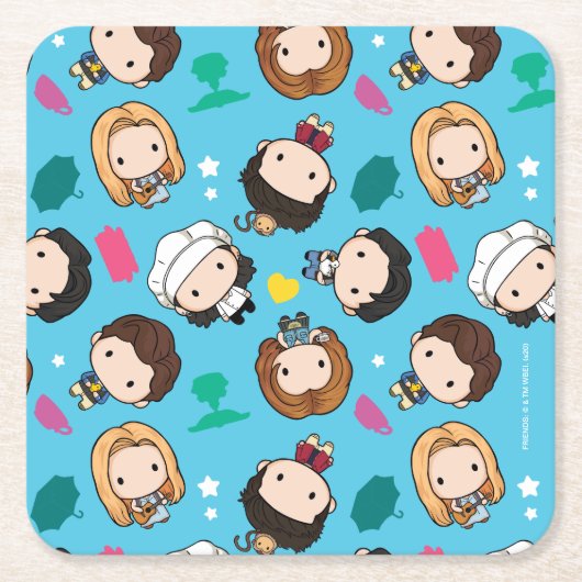 FRIENDS™ | Karakter Chibi Pattern Kartonnen Onderzetters (Voorkant)
