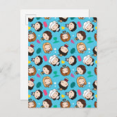 FRIENDS™ | Karakter Chibi Pattern Uitnodiging Briefkaart (Voorkant / Achterkant)