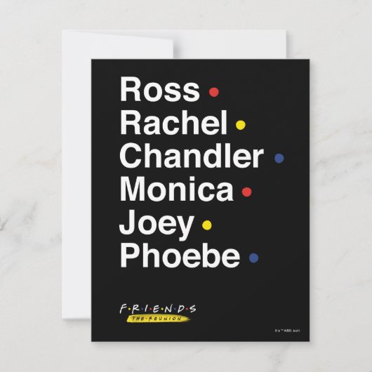 FRIENDS™ | Karakternamen Notitiekaartje (Voorkant)