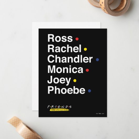 FRIENDS™ | Karakternamen Notitiekaartje (Voorkant / Achterkant in situ)
