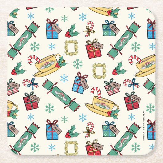 FRIENDS™ | Kerst Icon Patroon Kartonnen Onderzetters (Voorkant)