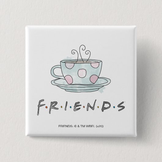 FRIENDS™ | Koffie-Mok Waterverf Vierkante Button 5,1 Cm (Voorkant)