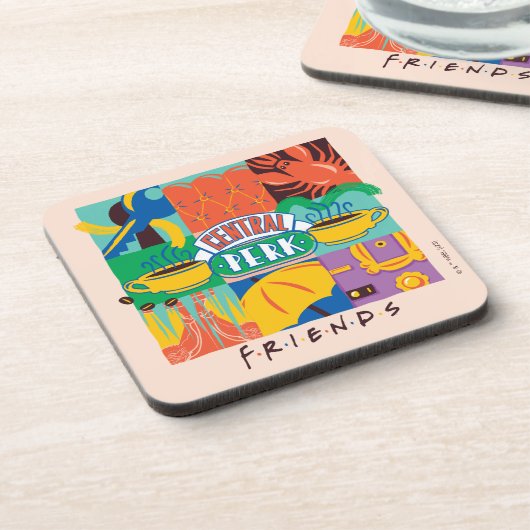 FRIENDS™ | Levendige beelden met centrale perk Bier Onderzetter (Linkerzijde)