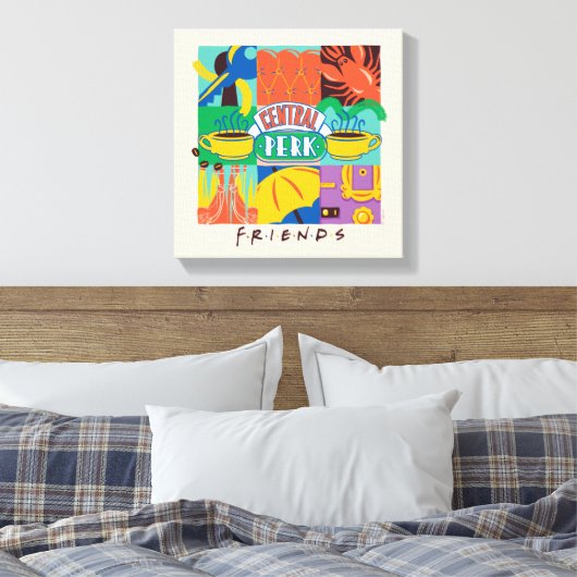 FRIENDS™ | Levendige beelden met centrale perk Canvas Afdruk (Insitu (Slaapkamer))
