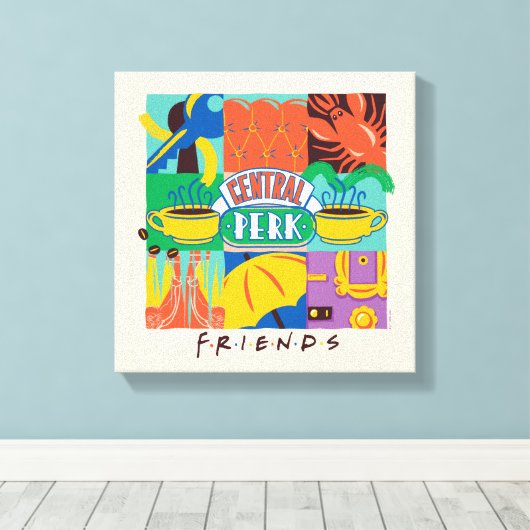 FRIENDS™ | Levendige beelden met centrale perk Canvas Afdruk (Insitu (Houten vloer))