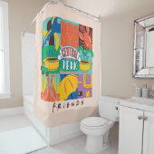 FRIENDS™ | Levendige beelden met centrale perk Douchegordijn (In situ)