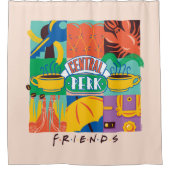 FRIENDS™ | Levendige beelden met centrale perk Douchegordijn (Voorkant)