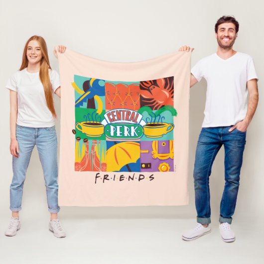 FRIENDS™ | Levendige beelden met centrale perk Fleece Deken (In situ)