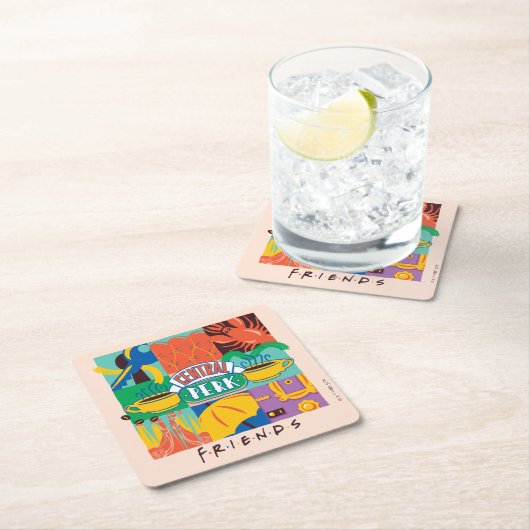 FRIENDS™ | Levendige beelden met centrale perk Kartonnen Onderzetters (Insitu)