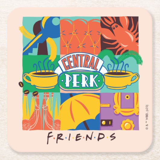 FRIENDS™ | Levendige beelden met centrale perk Kartonnen Onderzetters (Voorkant)