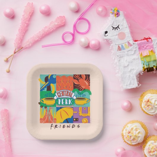 FRIENDS™ | Levendige beelden met centrale perk Papieren Bordje (Feest)