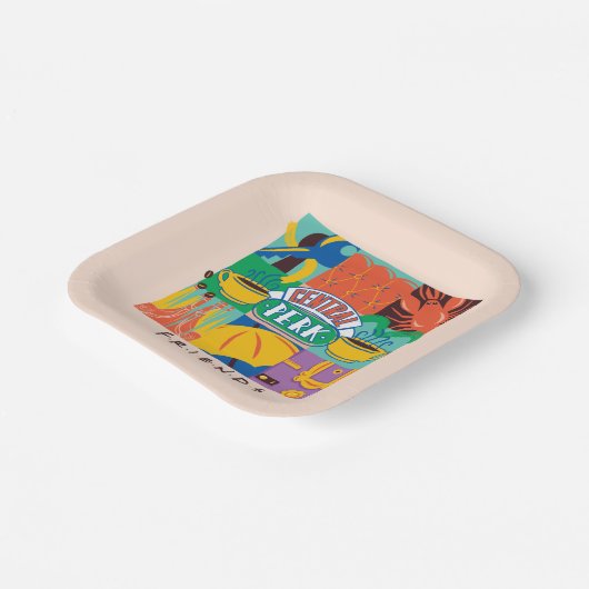 FRIENDS™ | Levendige beelden met centrale perk Papieren Bordje (Gebogen)