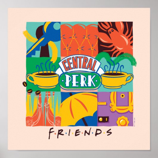 FRIENDS™ | Levendige beelden met centrale perk Poster (Voorkant)