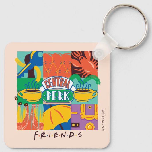 FRIENDS™ | Levendige beelden met centrale perk Sleutelhanger (Achterkant)