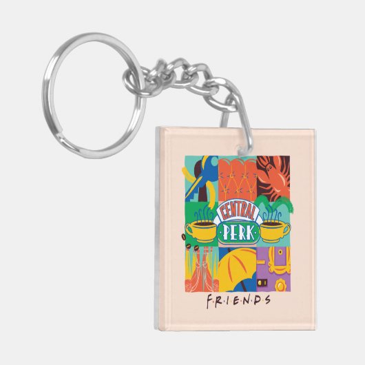 FRIENDS™ | Levendige beelden met centrale perk Sleutelhanger (Voorkant Links)