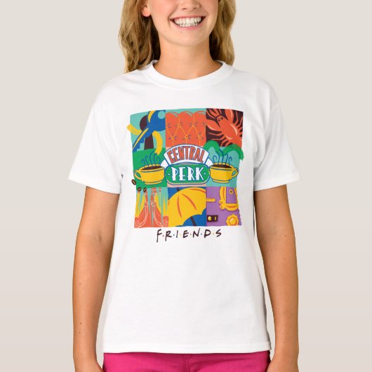 FRIENDS™ | Levendige beelden met centrale perk T-shirt (Voorkant)