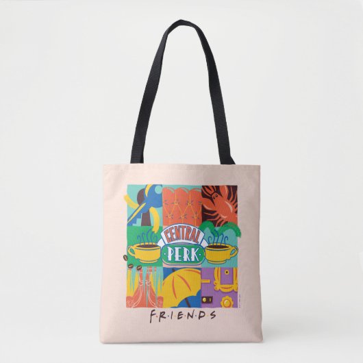 FRIENDS™ | Levendige beelden met centrale perk Tote Bag (Voorkant)