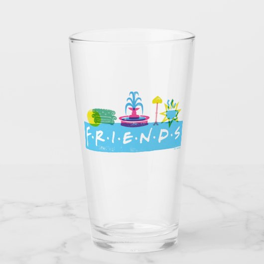 FRIENDS™ | Logo met pictogrammen Glas (Voorkant)