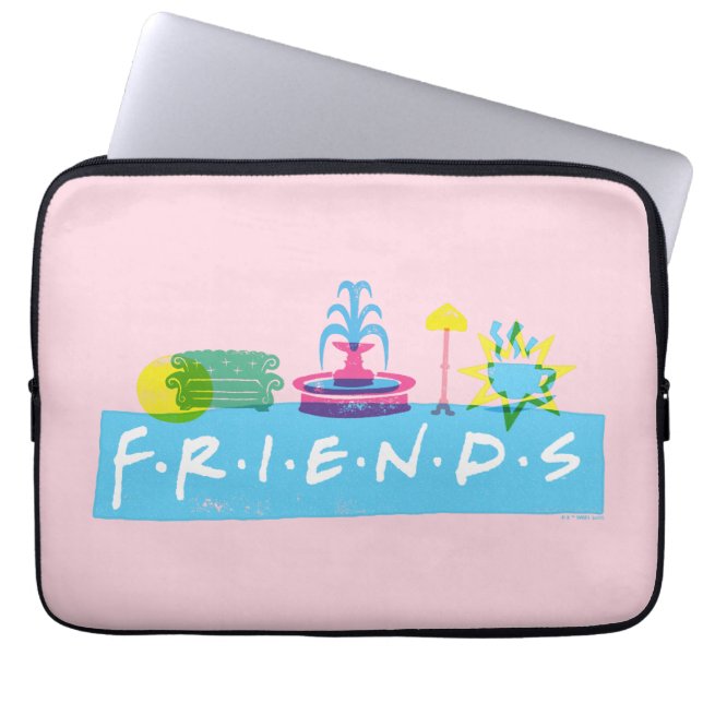 FRIENDS™ | Logo met pictogrammen Laptop Sleeve (Voorkant)