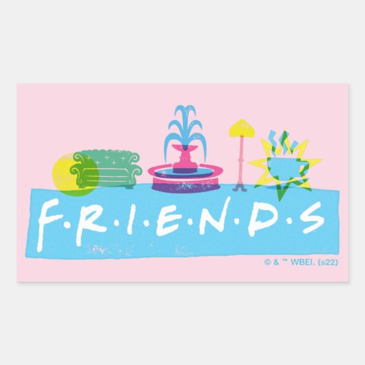FRIENDS™ | Logo met pictogrammen Rechthoekige Sticker (Voorkant)