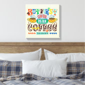 FRIENDS™ | Maar Eerst Koffie Levendig Grafisch Canvas Afdruk (Insitu (Slaapkamer))