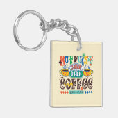 FRIENDS™ | Maar Eerst Koffie Levendig Grafisch Sleutelhanger (Voorkant Links)