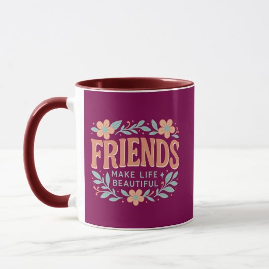Friends Make Life Beautiful Combo Mug – Floral  Mok (Links)