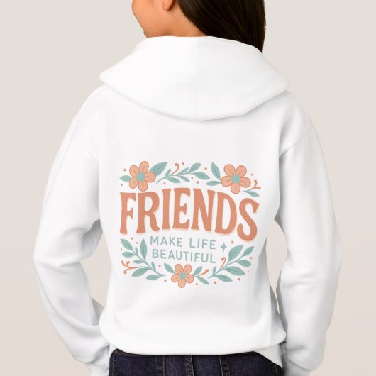 Friends Make Life Beautiful Kids' Pullover Hoodie  (Achterkant)