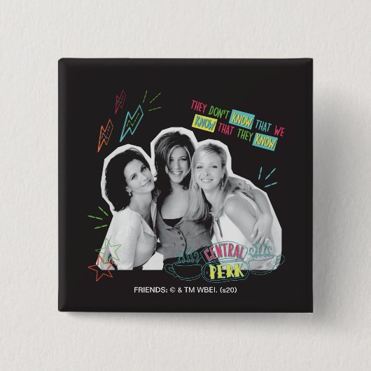 FRIENDS™ | Monica, Rachel & Phoebe Vierkante Button 5,1 Cm (Voorkant)