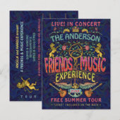 Friends Music Band Retro 70s Concert Ticket Theme Briefkaart (Voorkant / Achterkant)