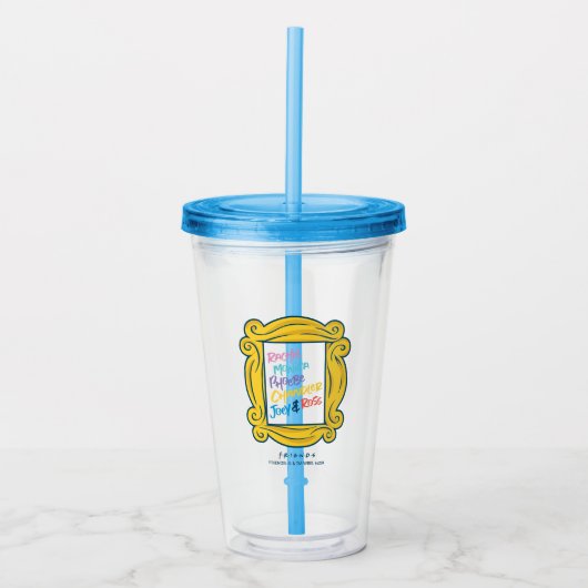 FRIENDS™ Namen in Spionnetje Acryl Drinkbeker (Voorkant)