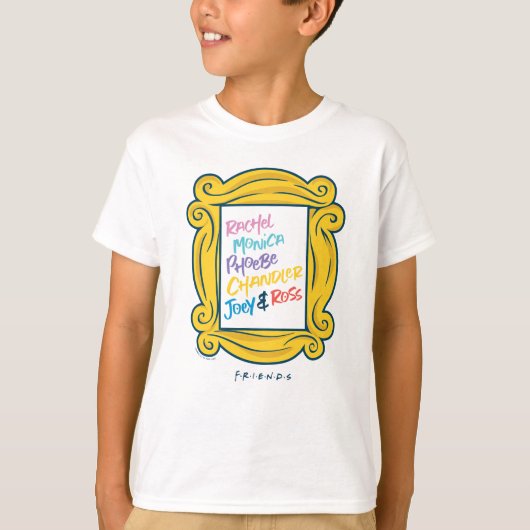 FRIENDS™ Namen in Spionnetje T-shirt (Voorkant)