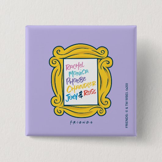 FRIENDS™ Namen in Spionnetje Vierkante Button 5,1 Cm (Voorkant)