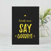 Friends never say goodbye yellow bedankkaart (Staand voorkant)