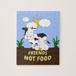 Friends Not Food - Cute Koe, Pig and Chicken Legpuzzel