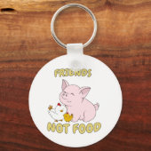 Friends Not Food - Cute Pig en Chicken Sleutelhanger (Voorkant)