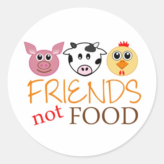 Friends Not Food Ronde Sticker (Voorkant)