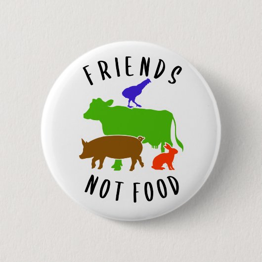 Friends Not Food, Vegan, Ronde Button 5,7 Cm (Voorkant)