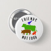 Friends Not Food, Vegan, Ronde Button 5,7 Cm (Voorkant /achterkant)