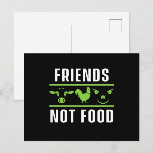 Friends Not Food Vegan Vegetarian Animal Rights Gi Briefkaart (Voorkant / Achterkant)