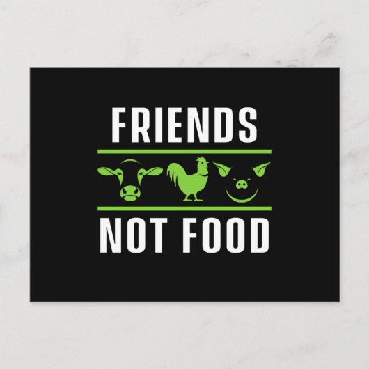 Friends Not Food Vegan Vegetarian Animal Rights Gi Briefkaart (Voorkant)