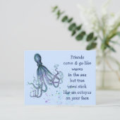 Friends Octopus op je gezicht Fun Friendship Quote Briefkaart (Staand voorkant)