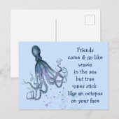 Friends Octopus op je gezicht Fun Friendship Quote Briefkaart (Voorkant / Achterkant)