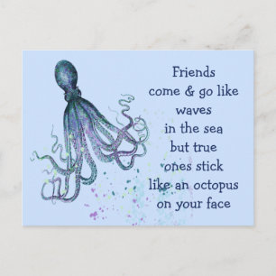 Friends Octopus op je gezicht Fun Friendship Quote Briefkaart