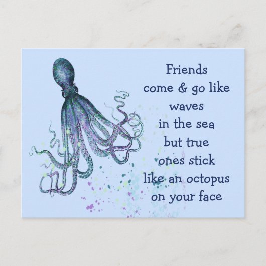 Friends Octopus op je gezicht Fun Friendship Quote Briefkaart (Voorkant)