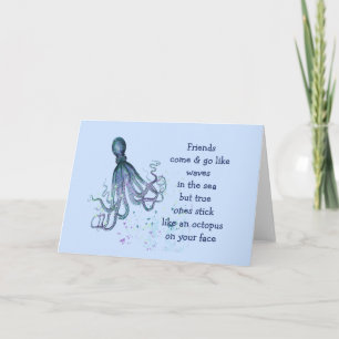 Friends Octopus op je gezicht Fun Friendship Quote Kaart