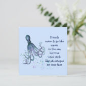 Friends Octopus op je gezicht Fun Friendship Quote Kaart (Staand voorkant)