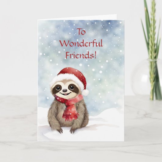 Friends or Friend Happy Holidays Christmas Sloth Kaart (Voorkant)