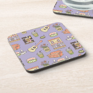 FRIENDS™   Paars Iconenpatroon Bier Onderzetter